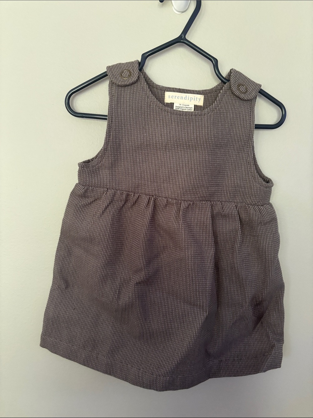 Serendipity Gray Girls' Textured Pinafore Dress